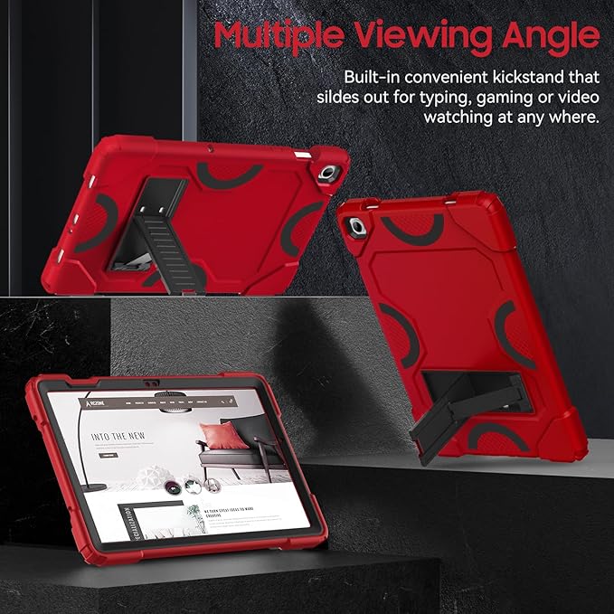 Case for Samsung Galaxy Tab A9+ 11 Inch 2023 Model (X210/X216/X218), Heavy Duty Shockproof Rugged Protective Case for Galaxy Tab A9 Plus Tablet (Red+Black)