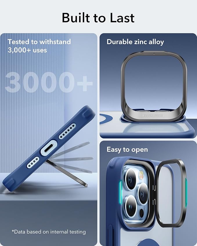 ESR for iPhone 13 Pro Max Case, Compatible with MagSafe, Built-in Camera Ring Stand, Military-Grade Protection, Magnetic Phone Case for iPhone 13 Pro Max, Classic Series, Clear Blue