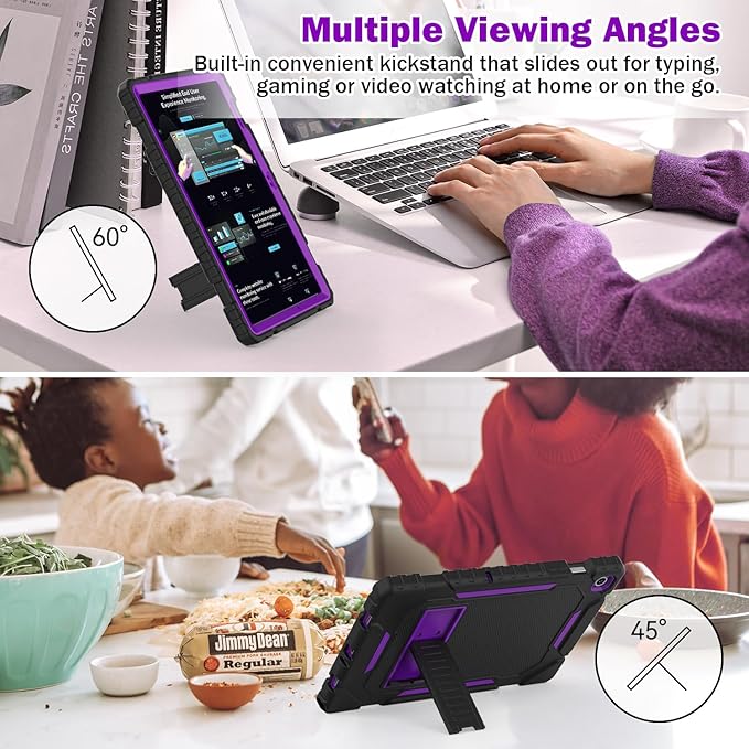 Grifobes for Samsung Galaxy Tab A9 Plus 11 Inch 2023 Cases, Heavy Duty Shockproof Rugged Cover for New Samsung Tablet A9+ 11" / 10.9" Case (SM-X210/X216/X218) with Kickstand for Kids, Black+Purple