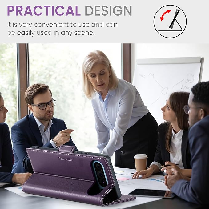 for Google Pixel 9 Pro XL Case, Premium PU Leather Wallet Case Flip Cover with [RFID Blocking][Card Holder][Stand Function] Shockproof Protective for Google 9 Pro XL, Purple