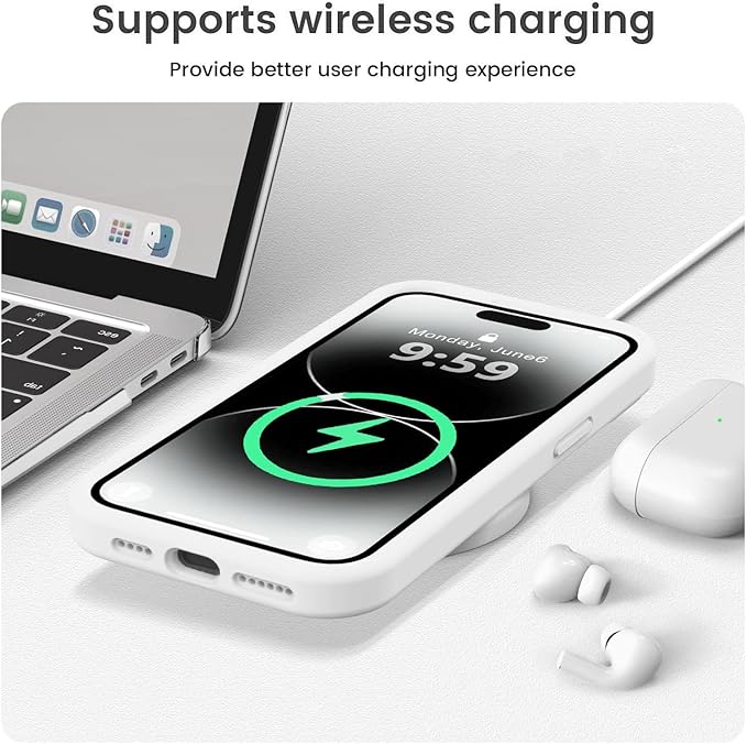 Vooii Compatible with iPhone 14 Pro Max Case, Liquid Silicone Upgrade [Camera Protection] [Soft Anti-Scratch Microfiber Lining] Shockproof Phone Case for iPhone 14 Pro Max 6.7 inch - White