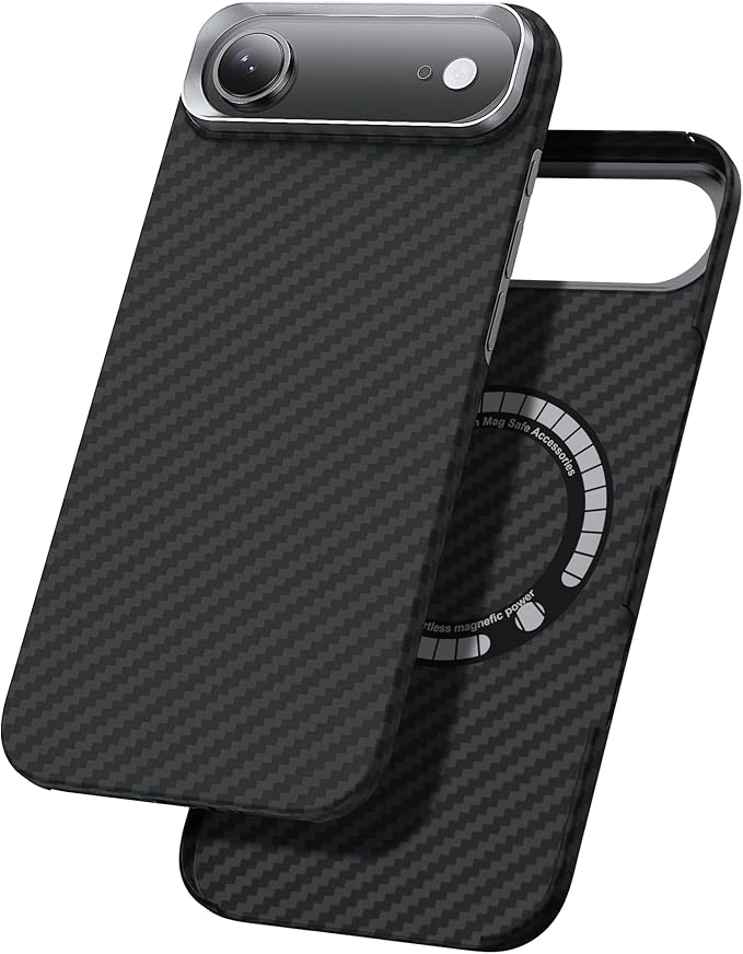 Aramid Fiber for iPhone Air Case Black/Grey(Twill), Compatible with MagSafe,Slim & Light, Case-Less Touch Feeling