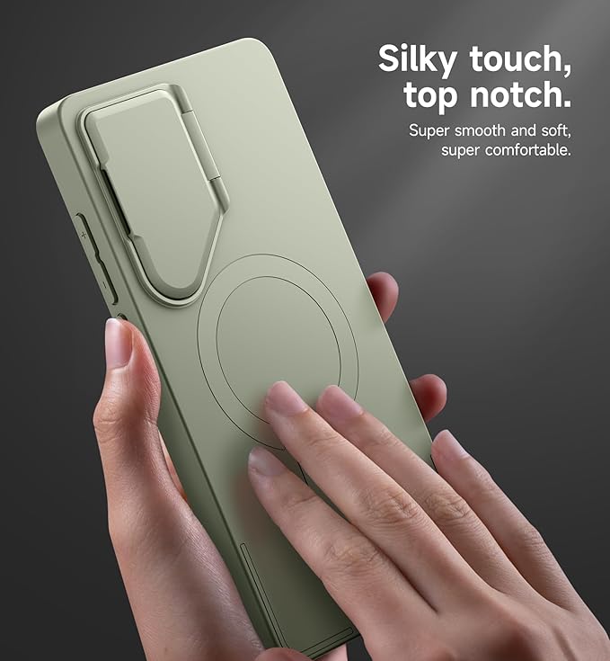 SURITCH for Samsung Galaxy S25 Ultra Phone Case, Magnetic Protective Cover with Camera Cover & Adjustable Metal Kickstand for Galaxy S25 Ultra (2025)-Sage Green