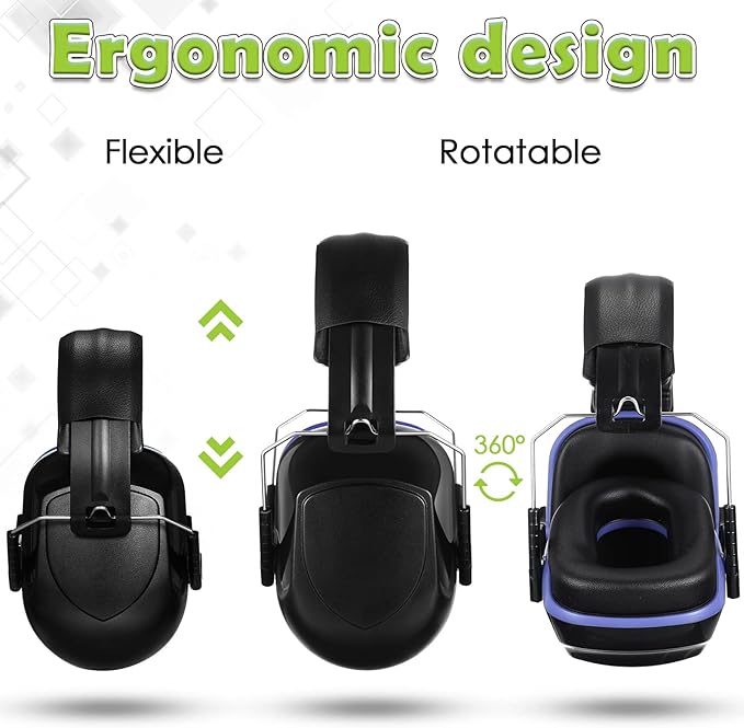 Yunsailing 6 Pcs Ear Protection Noise Reduction Headphones Nrr 28db Safety Hearing Ear Muffs Shooting Gun Range Mowing