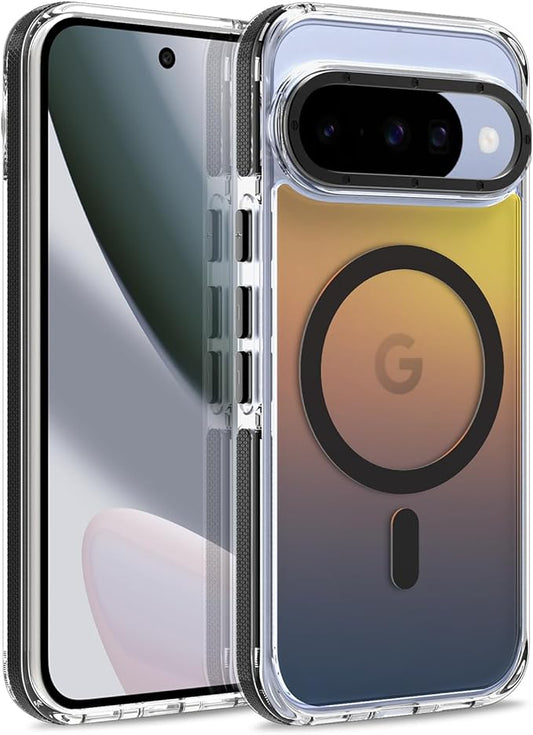 MOWIME Magnetic Case for Google Pixel 10/10 Pro [Compatible with Magsafe] [Cute Fashion Fluorescent Design] Shockproof Slim Translucent Matte Case for Pixel 10/10 Pro 6.3", Black