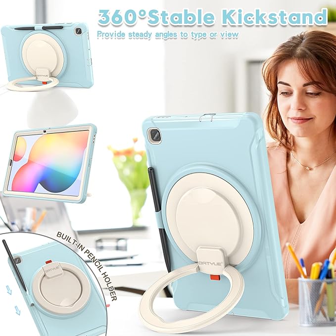 BATYUE Case for Samsung Galaxy Tab S6 Lite 10.4 Inch 2024/2022/2020 (SM-P610/P613/P615/P619/P620/P625/P627), Protective Rugged Cover with Stand, for Kids, Boys, Girls, Frozen Blue