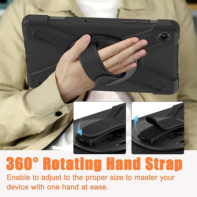 TSQQST for Samsung Galaxy Tab A9+ Plus Case 11 inch 2023 (SM-X210/X216/X218) with Screen Protector | Military Grade Heavy Duty Shockproof Case with Stand&Hand Strap for Galaxy A9 Plus Tablet-Black