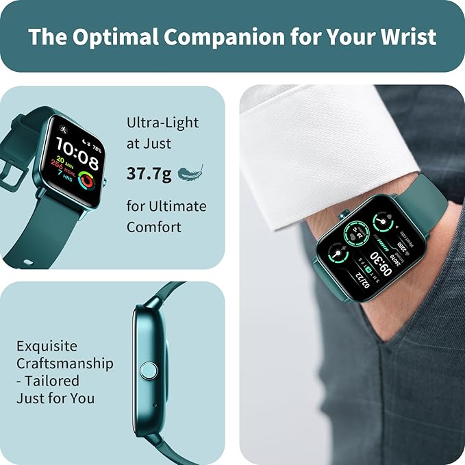 Smart watches for Men, Alexa Built-in, 1.8" Smartwatch with Heart Rate/SpO2/Sleep Monitor for Android iPhone, IP68 Waterproof Activity Fitness Tracker with Bluetooth Call, 100+ Sport Mode, DarkGreen