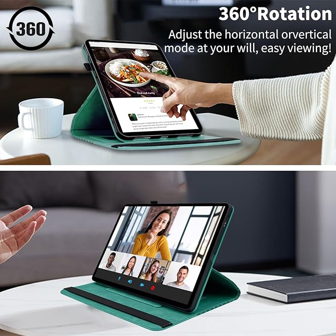 Case for Samsung Galaxy Tab S10 FE Plus 13.1 Inch 2025 (SM-X620/X626),360 Degree Rotating PU Leather Folio Protective Cover with Auto Sleep/Wake,Card Holder&Shoulder Strap for Woman Man,Blue