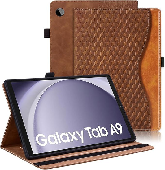 Case for Samsung Galaxy Tab A9 8.7 Inch Cover 2023 PU Leather Cover Multi-Angle Viewing Stand with Card Pocket for Galaxy Tab A9 Case,Brown