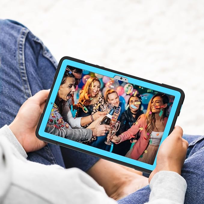 Case for Galaxy Tablet S10 FE 10.9" / S9 FE / S9 11" 2023, Soft Silicone & Hard Pc 3-Layer Military Protector Cover for Tab S10 FE /S9 FE/ S9 /S8 /S7 with S-Pen Holder Stand Black+Blue