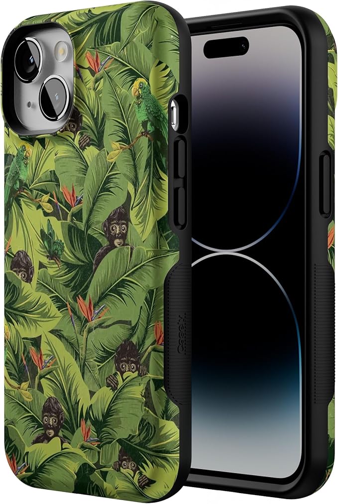 Casely iPhone 14 Case | Sneaky Monkeys | Frida Kahlo Floral Jungle | Compatible with MagSafe | Bold Protective Design