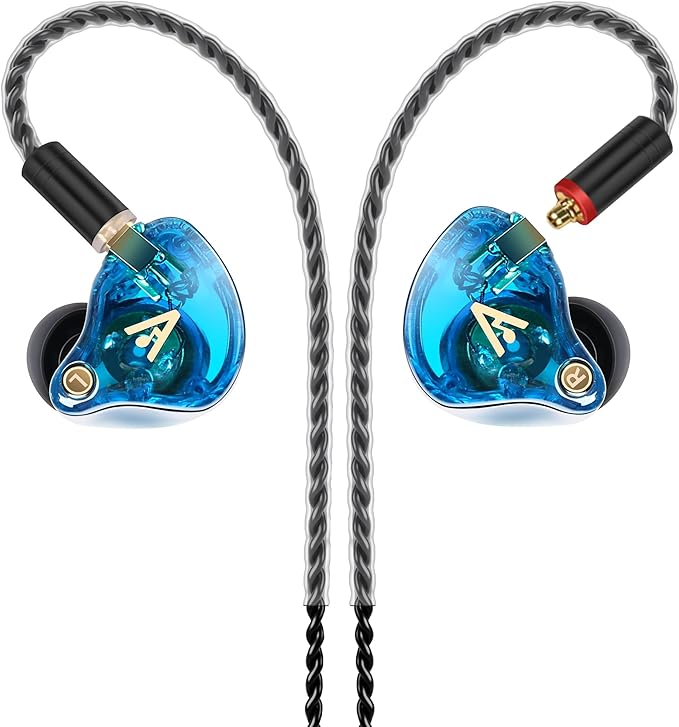 Vibes 202 Wired Earbuds - HiFi in Ear Monitor Headphones – Professional Noise-Isolating Ear Buds - Clear Sound, Deep Bass & Comfort-Fit IEM Earphones - MMCX to 3.5mm, Silver Plated Cord, Carrying Case