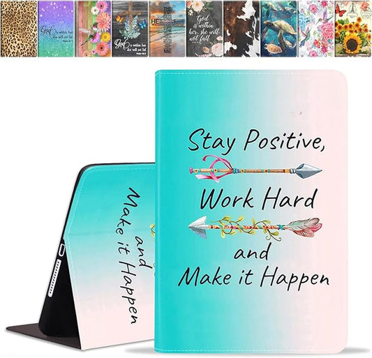 Case for Samsung Galaxy Tab A7 10.4 inch 2022/2020 (SM-T500/T503/T505/T507/T509), Slim PU Leather Stand Folio Cover with Auto Sleep/Wake, Stay Positive Work Hard and Make It Happen Inspirational Quote