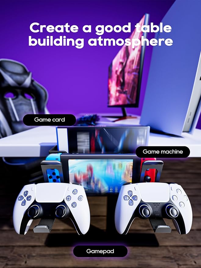 NODOCA 2-Slot Laptop Storage for Desk, Vertical Laptop Stand, MacBook Vertical Stand, with Headphone Holder, Desk Side Storage, Laptop Storage Rack for MacBook/Surface/Samsung/HP/Dell[L, Black]