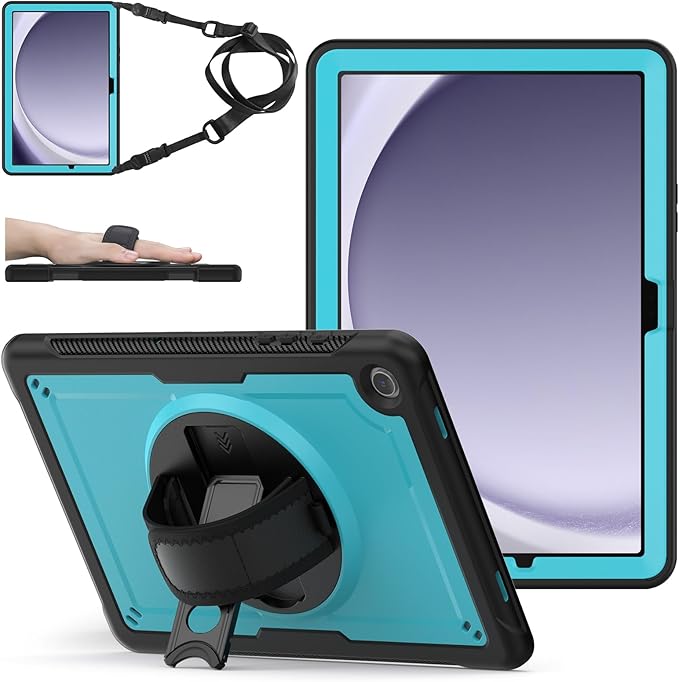 ZenRich Case for Samsung Galaxy Tab A9 Plus / A9+ 5G 11" 2023 (SM-X210/X216/X218),Heavy Duty Shockproof Protective Case with 360 Rotating Kickstand Hand & Shoulder Belt for Galaxy Tab A9 Plus 11 inch