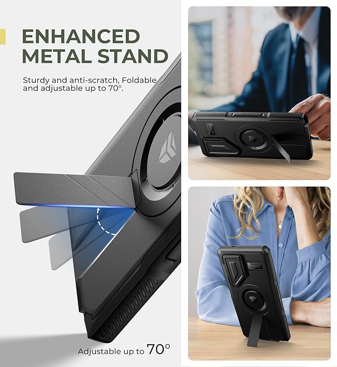 Dexnor for Samsung Galaxy S25 Ultra Case with Camera Cover & Adjustable Kickstand & Built-in Screen Protector, Magnetic Rugged Shockproof Bumper Cases Heavy-Duty Magnetic Protective Cover(2025),Black