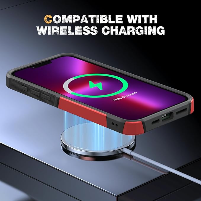 Diaclara Designed for iPhone 13 Pro Max Case, [with Privacy Screen Protector] [Anti Spy] [Military Grade Drop Protection] Heavy Duty Full-Body Shockproof Phone Case, Red