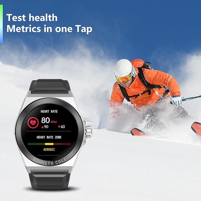 Bebinca Smart Watch for Men Compatible with iPhone Samsung Android Phone, 1.32'' HD Screen IP68 Waterproof Bluetooh Fitness Tracker Heart Rate/Sleep Monitor(Black-Silver)