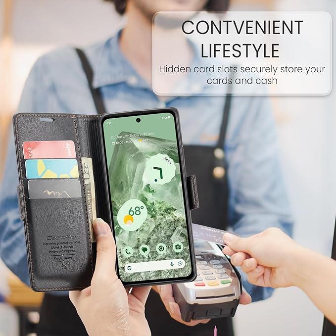 for Google Pixel 8A Case, Premium PU Leather Wallet Case Flip Cover with [RFID Blocking][Card Holder][Stand Function] Shockproof Protective for Google 8A, Black