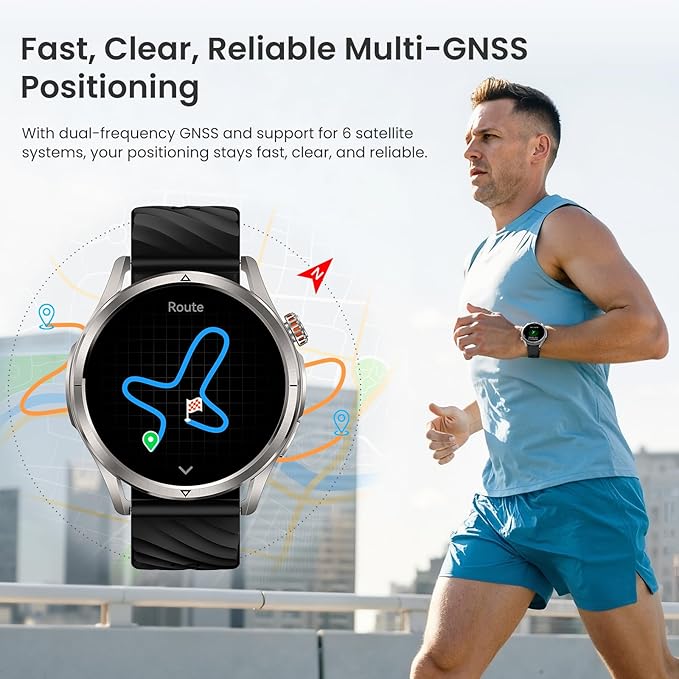 KOSPET Magic R10 Smart Watch for Men Women with GPS, 50-Day Battery Life, 1.43" AMOLED, 5ATM Waterproof Fitness Watch with Heart Rate/Sleep Tracker, Voice Assistants (Silver)