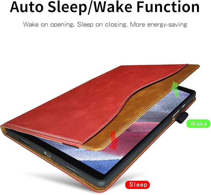 Case for Samsung Galaxy Tab A7 Lite 8.7 inch 2021 Case SM-T220 / T225 Bussiness Premium PU Leather Folio Stand Cover Flip Shell with Card Slot for Galaxy Tab A7 Lite 8.7'' Tablet -Red
