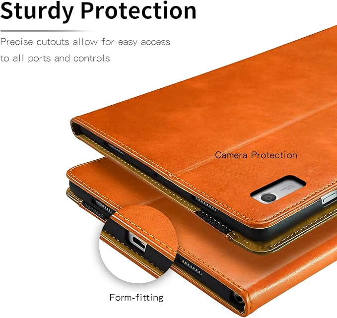 for Lenovo Tab M9 Case 9.0 inch (TB-310FU, 2023 Released) Business PU Leather Multi-Angle Stand Flip Case with Pencil Holder Card Slot for Lenovo Tab M9 9" Android Tablet-Orange
