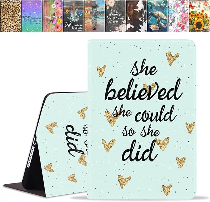 Case for Samsung Galaxy Tab A7 10.4 inch 2022/2020 (SM-T500/T503/T505/T507/T509), Premium PU Leather Stand Folio Cover with Auto Sleep/Wake, She Believed She Could So She Did Inspirational Quote