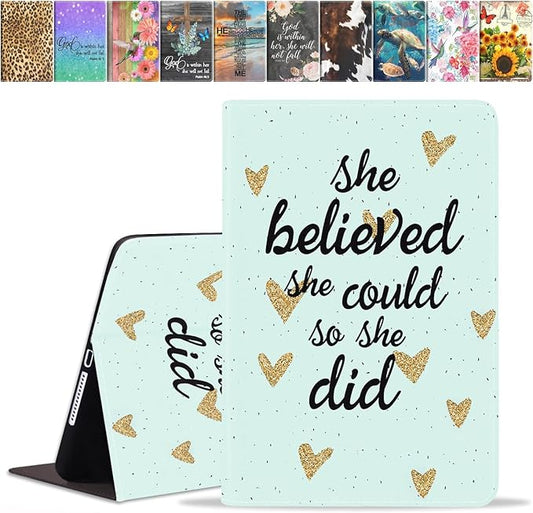 Case for Samsung Galaxy Tab A7 10.4 inch 2022/2020 (SM-T500/T503/T505/T507/T509), Premium PU Leather Stand Folio Cover with Auto Sleep/Wake, She Believed She Could So She Did Inspirational Quote