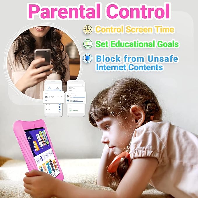 Contixo 10-Inch Kids Tablet - Ages 3-12, 80 Disney eBooks ($350 Value), 32GB Storage, Android, Parental Controls, Silicone Case w/Kickstand, STEM Learning Tablet for Older Kids - Pink