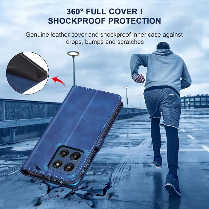 Jasonyu Flip Wallet Case for Moto G Stylus 5G (2025),Leather Magnetic Folio Cover with Card Holder,Kickstand - TPU Shockproof Durable Protective Phone Case,Blue