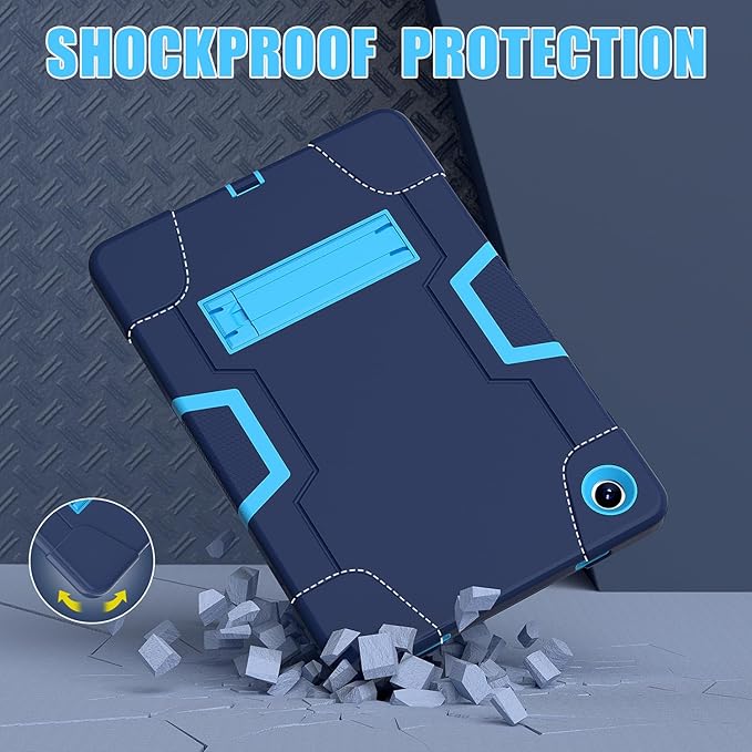 Case for Samsung Galaxy Tab A9 Plus + 11 inch (2023), Heavy Duty Shockproof Kickstand High Impact Protective Cover for Galaxy Tab A9+ Plus 11" Model (SM-X210/X215/X216), Navy Blue+Blue