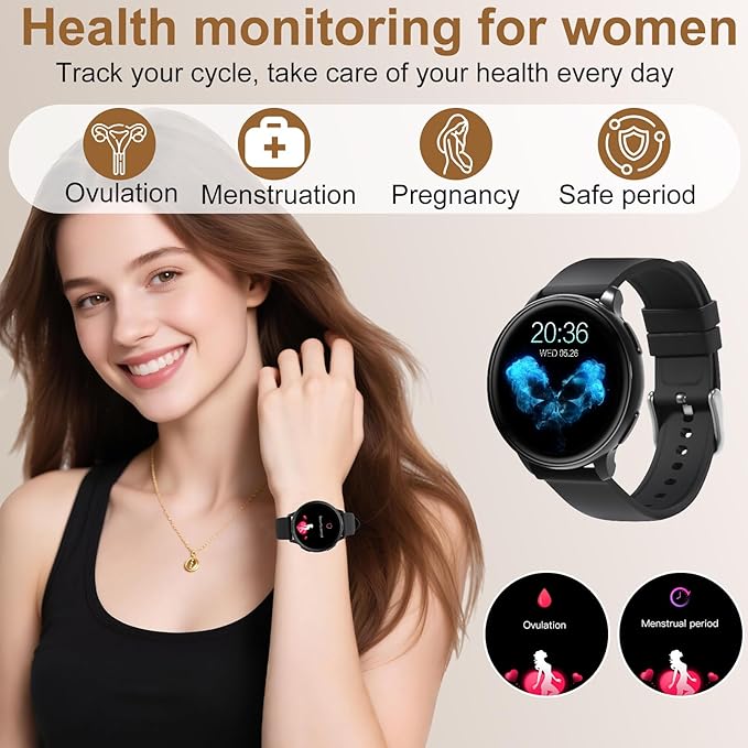 Smart Watch for Men Women Fitness Tracker with 100+ Sport Modes,Activity Trackers for iOS/Android Waterproof/Heart Rate/Sleep/Steps Monitor/Pedometer Monitor Monitor (Black)