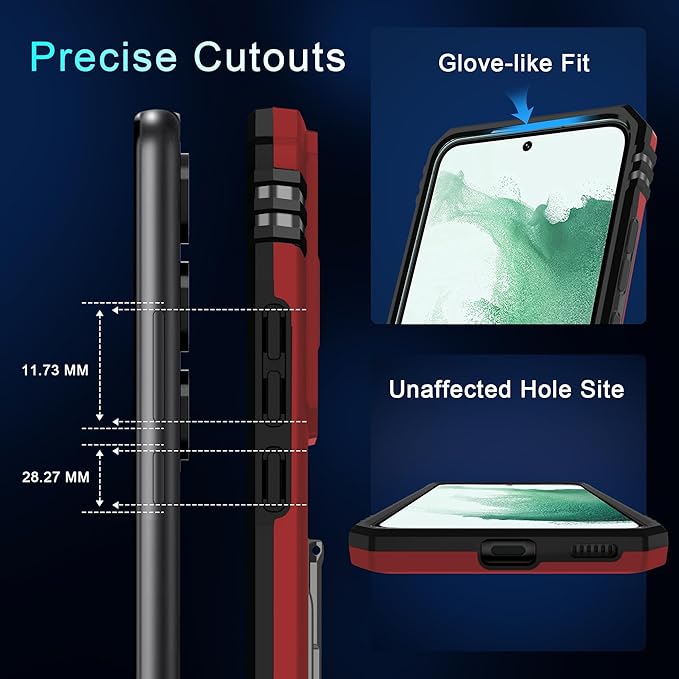 DEERLAMN Case for Samsung Galaxy S23 FE 6.4-Inch with Slide Camera Cover+Screen Protector(1 Pack),Rotated Ring Kickstand Military Grade Shockproof Protective Cover-Red