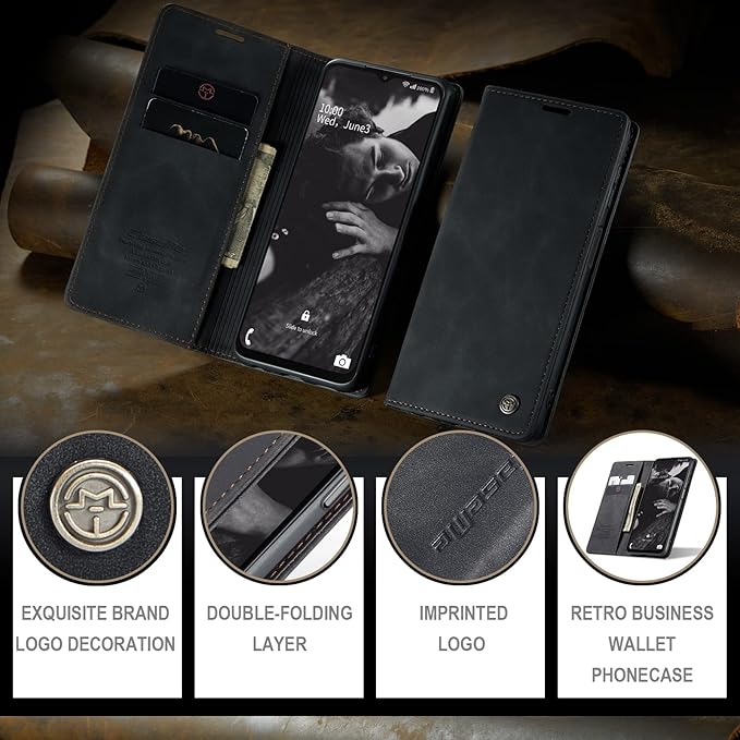 for Samsung Galaxy A23 5G/4G Case, Flip Wallet Leather Case with Card Holder Magnetic Closure Shockproof Kickstand Protective Phone Cases Cover for Samsung A23,Black