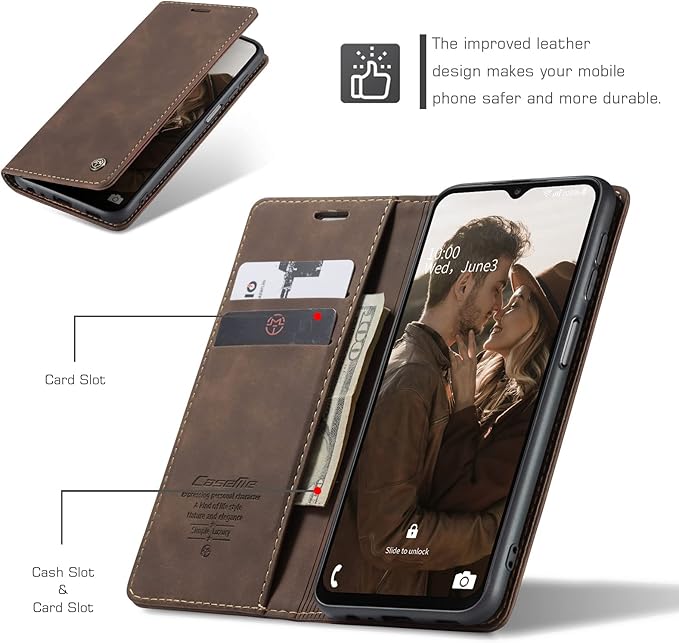 for Samsung Galaxy A23 5G/4G Case, Flip Wallet Leather Case with Card Holder Magnetic Closure Shockproof Kickstand Protective Phone Cases Cover for Samsung A23,Coffee