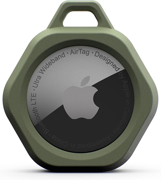 URBAN ARMOR GEAR UAG Compatible with AirTag Case Scout Rugged Anti-Scratch Lightweight Silicone Protective Cover Holder with Carabiner Attachment for Keys, Pets, Backpacks - Olive