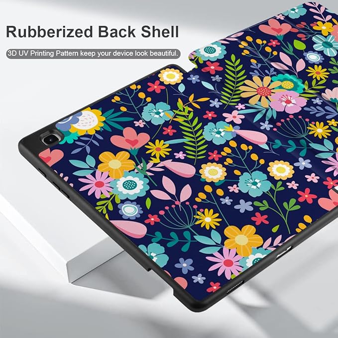 DONGKE Case for Samsung Galaxy Tab S6 Lite 10.4 Inch 2024/2022/2020, Trifold Stand + S Pen Holder + Auto Wake/Sleep + Soft TPU Protective Stand Back Cover, Florals