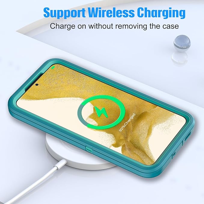 for Samsung Galaxy S22 Plus Case with [2 Pack] HD Screen Protector, [Military-Grade] Shockproof Dust/Drop Proof 3-Layer Full Body Protection Heavy Duty Case for Galaxy S22+ Plus, Green