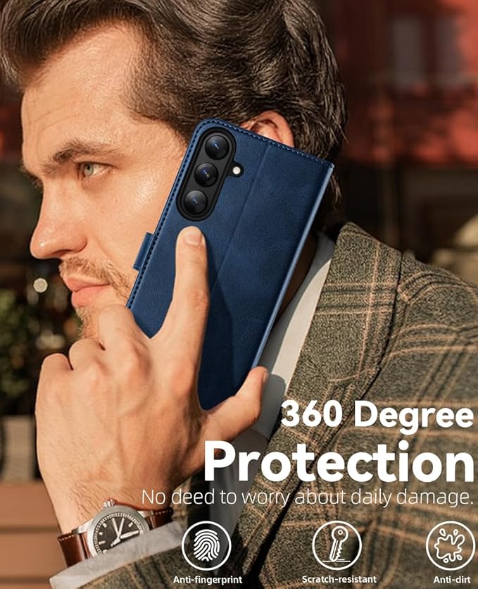 OCASE Compatible with Galaxy S25 Plus Wallet Case, PU Leather Flip Folio Case with Card Holders RFID Blocking Kickstand [Shockproof TPU Inner Shell] Protective Phone Cover 6.7 Inch 2025, Spliced Blue