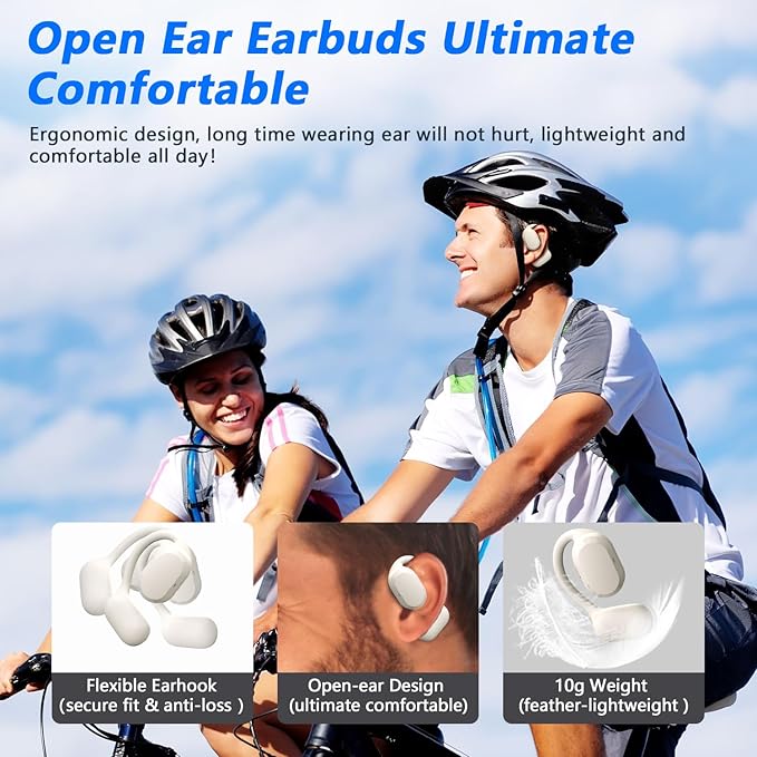 BANIGIPA Open Ear Headphones, True Wireless Earbuds, Bluetooth 5.4 Headphones w/Dual Mic for Calling, Comfort Sports Over Ear Earbuds w/Earhooks for Running Traveling, IP67 Waterproof, 40H Playtime
