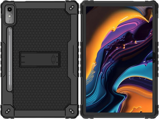 Case for Lenovo Tab P12 12.7 Inches Tablet Case,Heavy-Duty Drop-Proof Shockproof Hybrid Kids Protective Case for Lenovo tab P12/Xiaoxin Pad Pro 12.7" Tablet Case TB370FU/TB371FC (Black/Black)