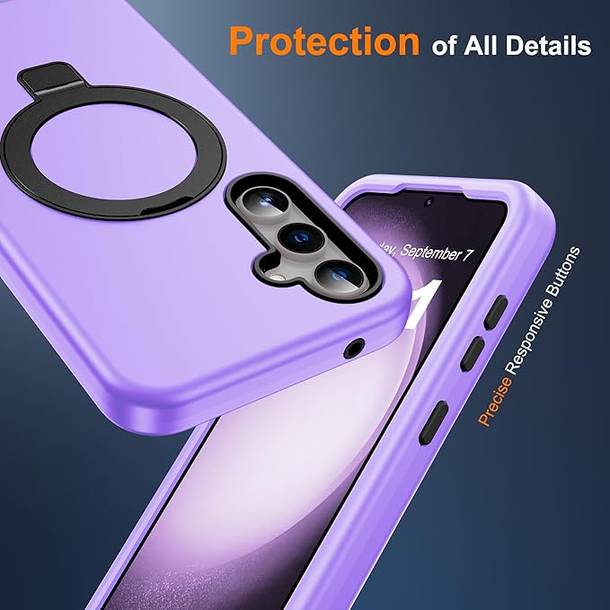 Designed for Samsung Galaxy S23 Plus Case with Magnetic Ring Stand [Compatible with Mag-Safe][Military Grade Drop Protection][Build in Kickstand] S23 Plus Phone Case 6.6",Light Purple