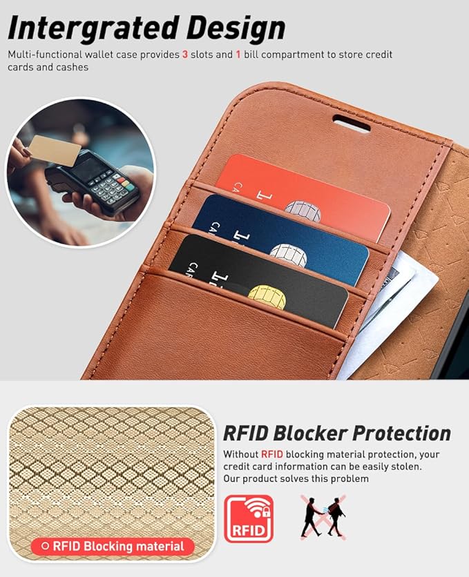 OCASE for Samsung Galaxy S24 Detachable Wallet Case with Card Holder, [2 in 1] PU Leather Flip Folio Case with RFID Blocking Magnetic Stand Removable Shockproof Phone Cover, Brown