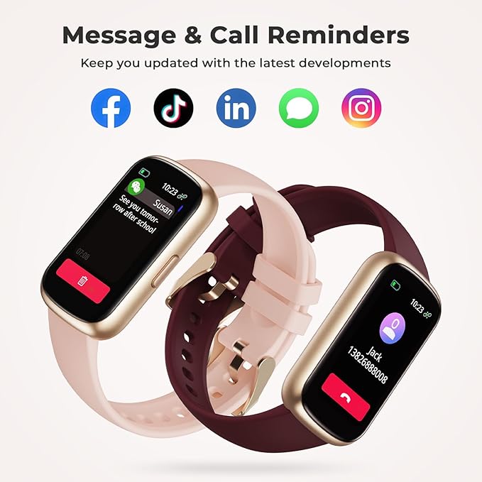 Fitness Tracker for Women Men, Smart Watch Band with 24/7 Heart Rate Blood Oxygen Sleep Monitor, Calories Step Tracker Pedometer 3ATM Waterproof Activity Tracker for Android iOS, Pink