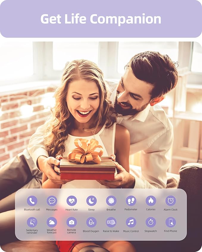 Parsonver Smart Watch(Answer/Make Calls), Smartwatch for Women Men IP68 Waterproof, 100+ Sport Modes Fitness Activity Tracker, Heart Rate/Sleep/Steps Monitor, Fitness Watch for Android iPhone, Purple