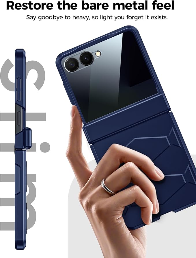 for Samsung Galaxy Z Flip 7 Case,Built-in Privacy Screen Protector&Hinge Protection Shockproof All-Inclusive Smartphone Cover for Samsung Galaxy Z Flip 7(Blue)