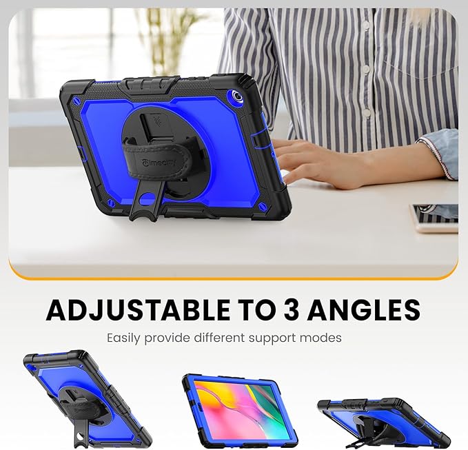 Timecity for Samsung Galaxy Tab A 10.1 Case 2019, Only Fit (SM-T510/ SM-T515/ SM-T517), Drop Proof with Hand Strap Stand Screen Protector Pencil Holder （NOT FIT for 2016 Release） - Dark Blue