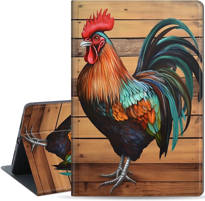Slim Case for Samsung Galaxy Tab S10 FE / S9 FE 5G 10.9" & Tab S9 11", PU Leather Protective Cover, Multi-Angle Stand, Auto Sleep/Wake, Rooster