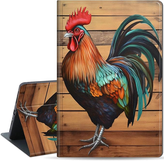 Slim Case for Samsung Galaxy Tab S10 FE / S9 FE 5G 10.9" & Tab S9 11", PU Leather Protective Cover, Multi-Angle Stand, Auto Sleep/Wake, Rooster